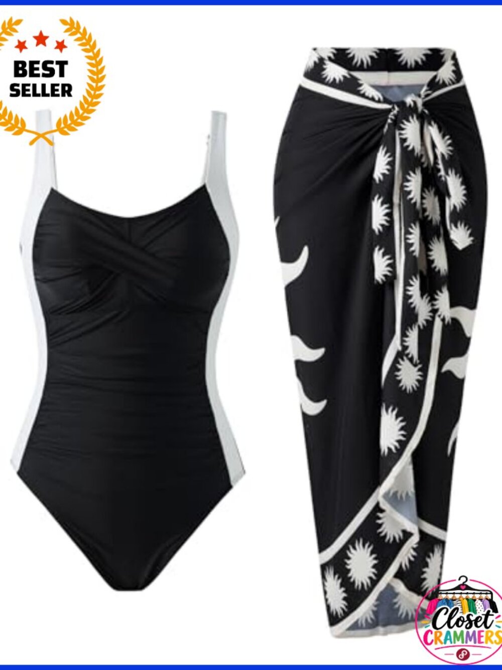 One Piece Push Up Swimsuit with Coverup Set Tummy Control Bathing Suit